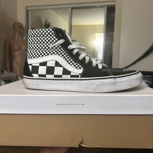 Vans Black and White Checkered High-Top Sneakers